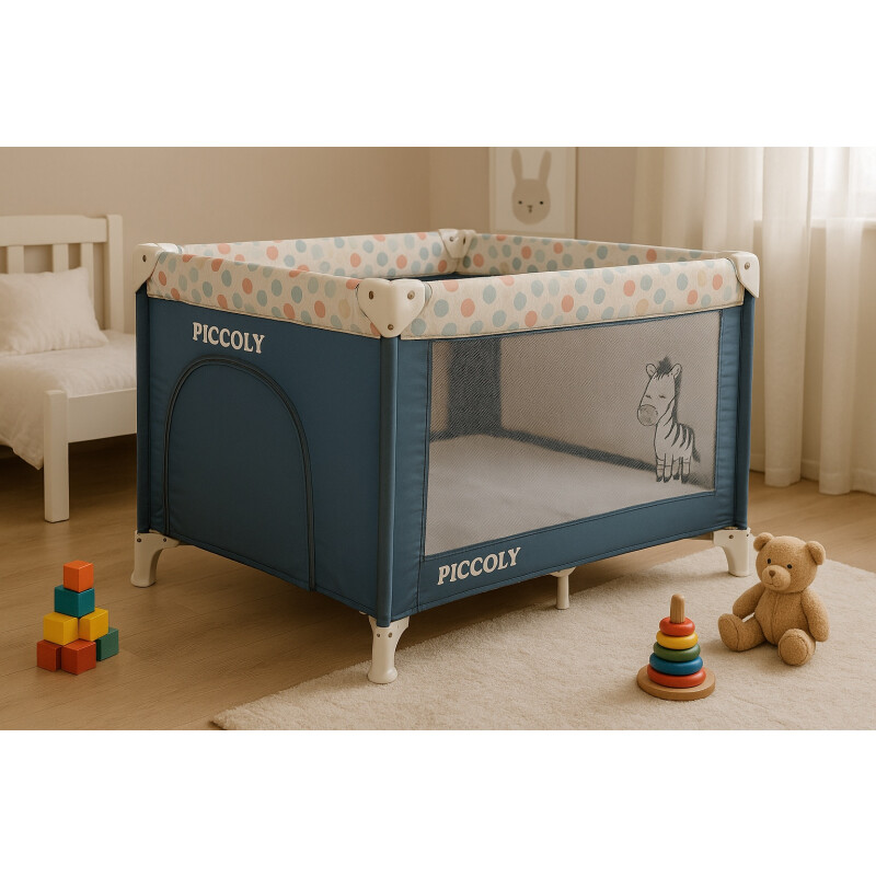 Corral Para Bebe Con Ruedas Desmontable Azul Celeste