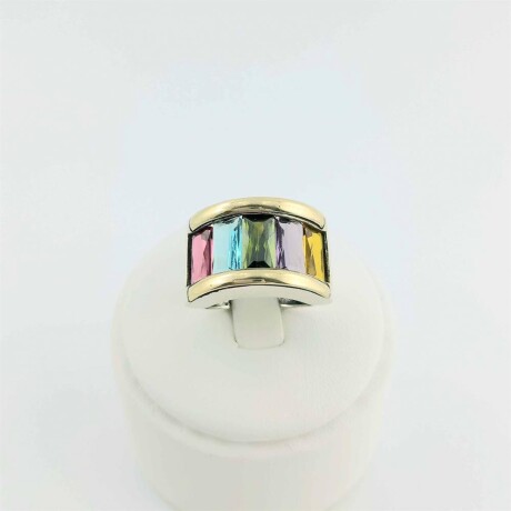 Anillo de plata 925 con detalles de double en oro 18 Ktes, multicolor. Anillo de plata 925 con detalles de double en oro 18 Ktes, multicolor.