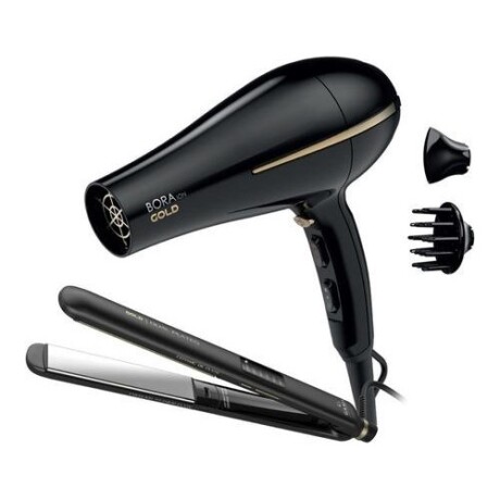 Set Gama Planchita Gold Dual Plates + Secador Bora Gold Negro