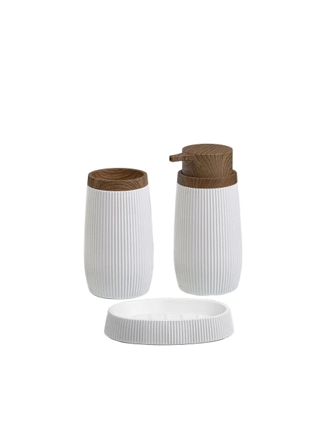 SET 3PCS BAÑO PP Y MADERA BLANCO SET 3PCS BAÑO PP Y MADERA BLANCO
