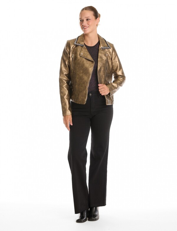 Chaqueta Biker Eco Cuero DORADO
