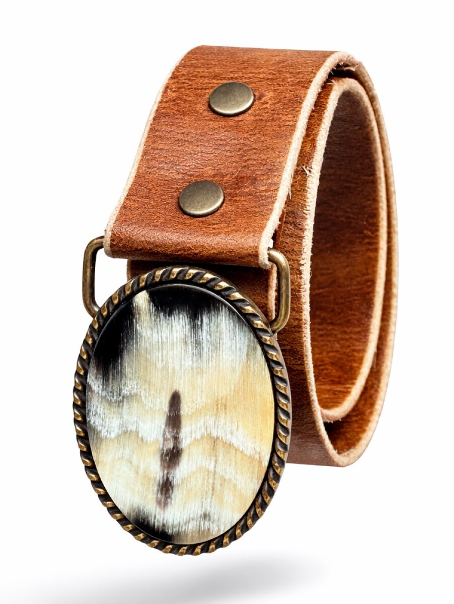 Cinto Cuero crudo y guampa - Ovalado 3 