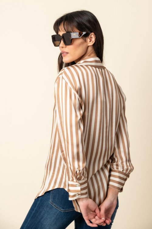 Camisa Dama rayas Camello