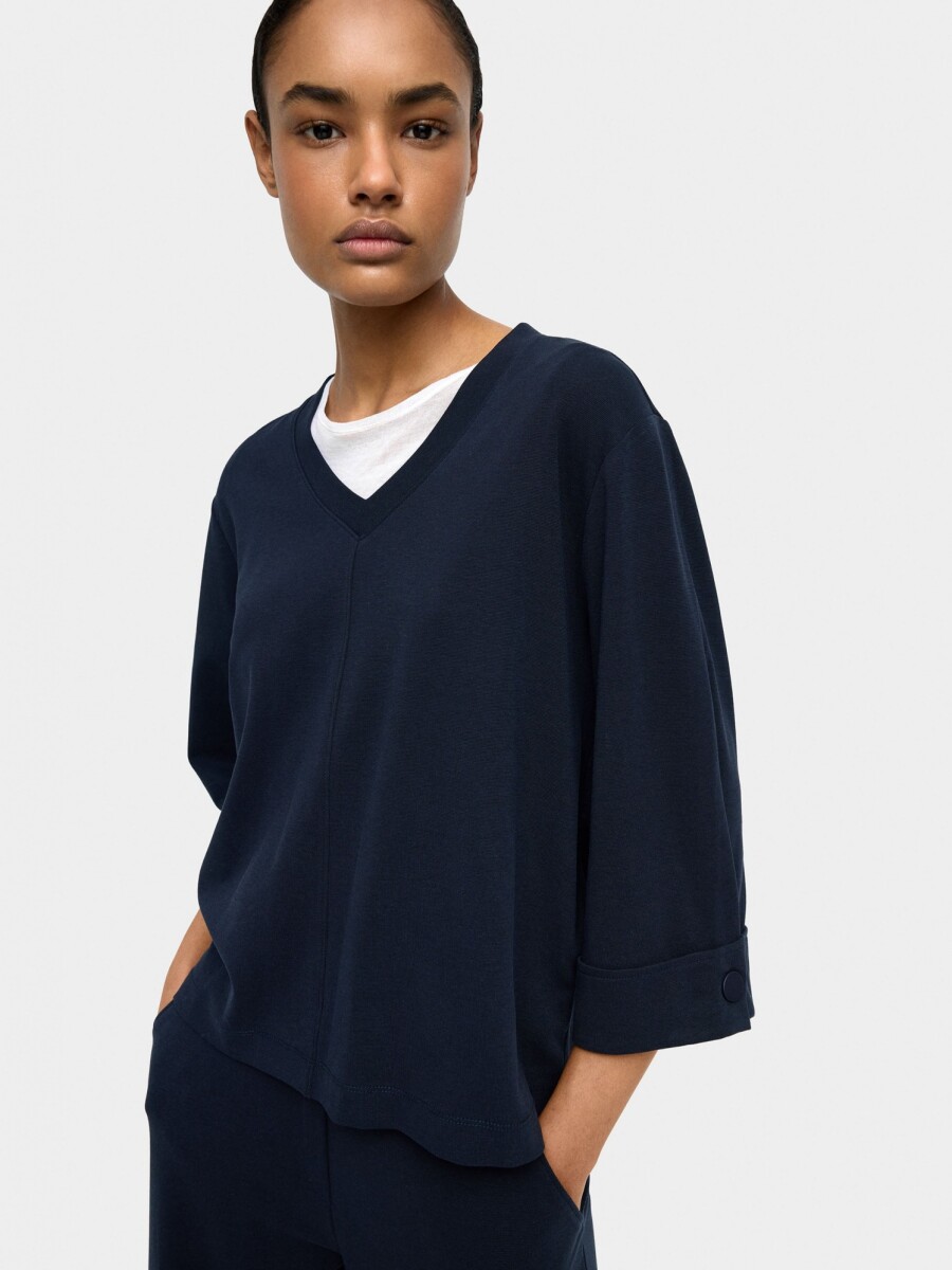 Top Con Escote En V azul-marino
