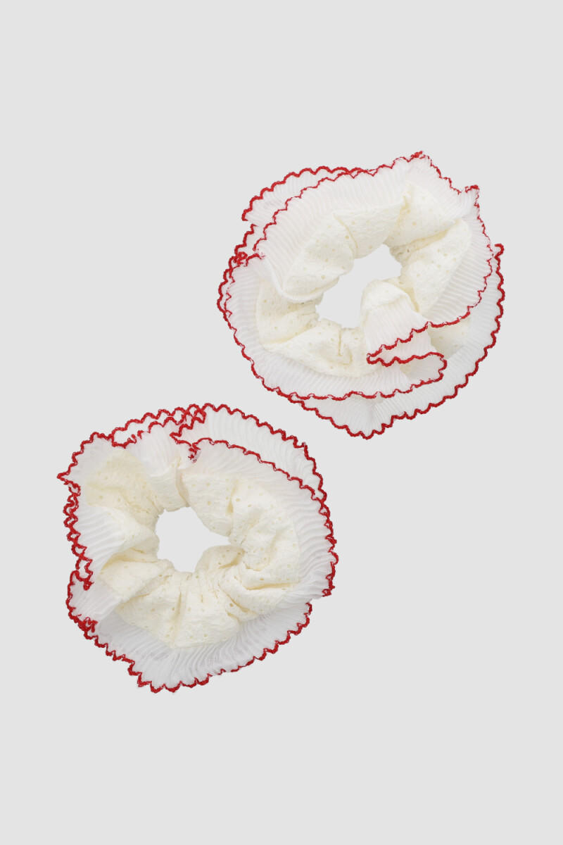 Pack x 2 gomita de pelo plizada - Rojo 