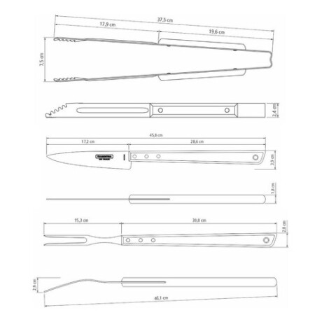 Juego para Asado 3 Piezas Tramontina Churrasco Madera Natural Juego para Asado 3 Piezas Tramontina Churrasco Madera Natural