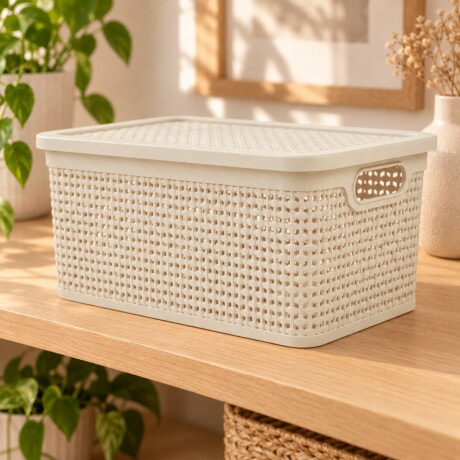 Caja simil ratán 7,5 lts BEIGE