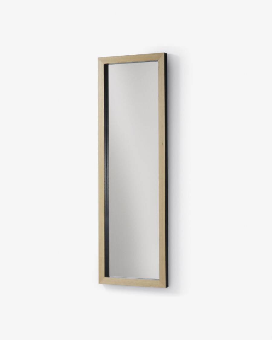 Espejo Enzo de madera maciza de ayous 48 x 148 cm negro