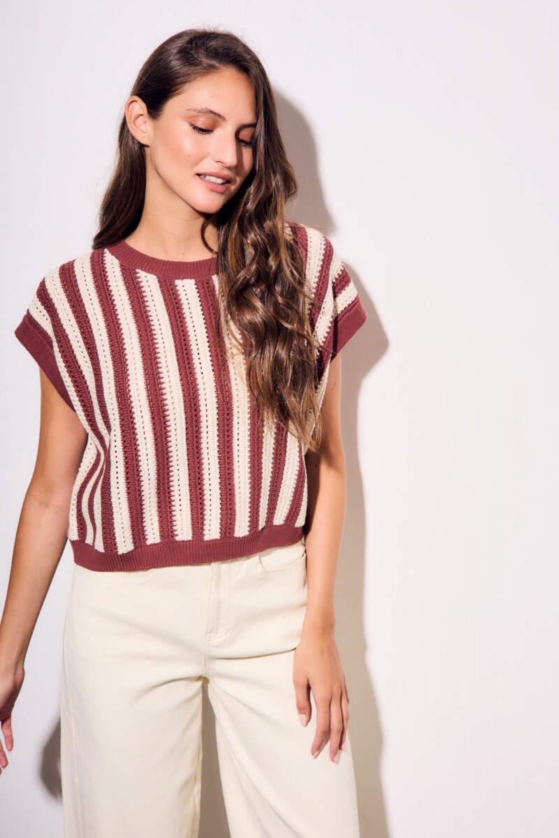 Chaleco Rayado Bordeaux