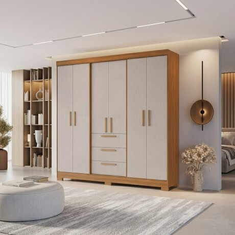 ROPERO 6 PUERTAS 2 CAJONES GUARDARROPA ARMARIO CLOSET PLACARD Color madera