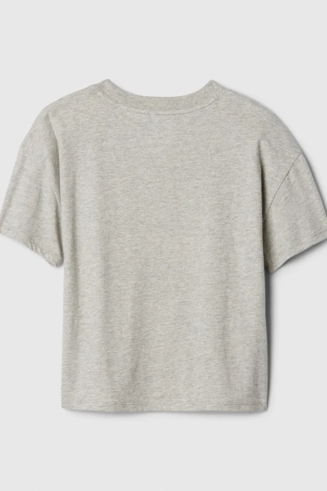 Remera Gráfico Manga Corta Niña Light Heather Grey