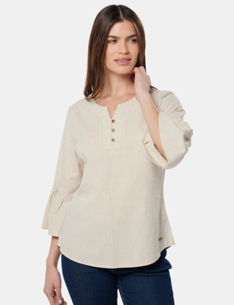 BLUSA DE LINO VOLADOS Beige