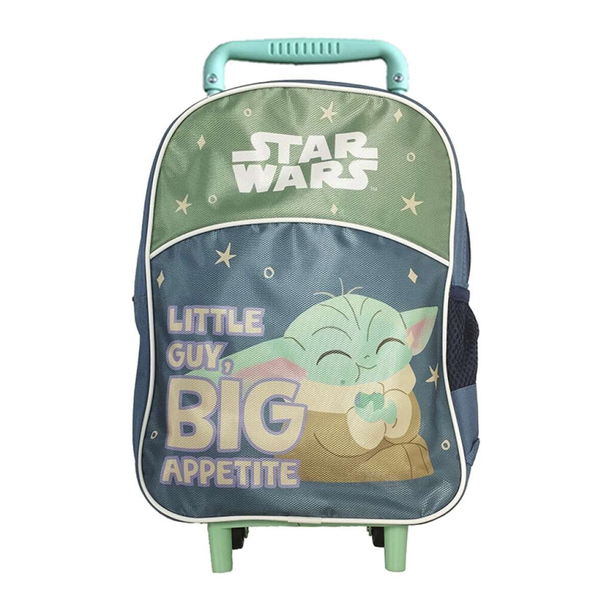 Mochila infantil Baby Yoda con Carro Tafeta Chica 35 x 26 cm - Verde 