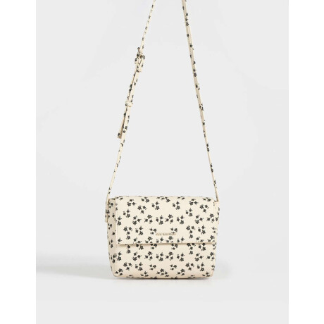Bandolera Cuerina Solapa Estampado Flores