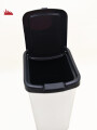 PAPELERA PLASTICA 09 LITROS C/ TAPA INOX 30x18cm PLATEADO
