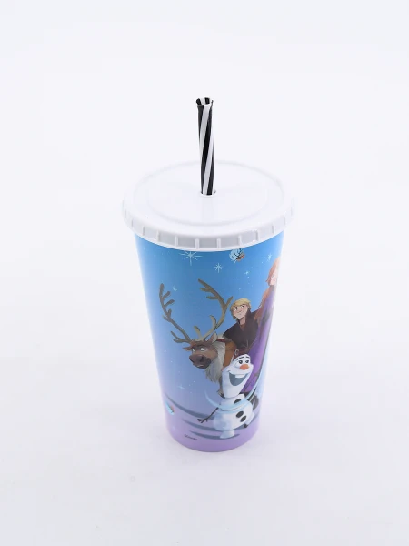 VASO CON SORBITO FROZEN AZUL