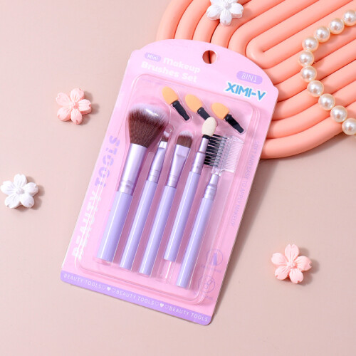 Juego De Mini Brochas De Maquillaje Púrpura - 8 Unidades Juego De Mini Brochas De Maquillaje Púrpura - 8 Unidades