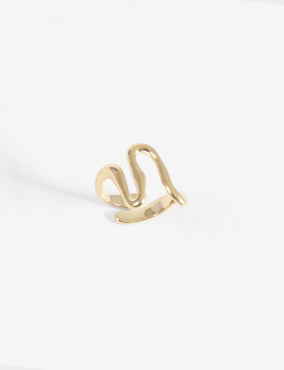 Anillo ola acero - dorado 