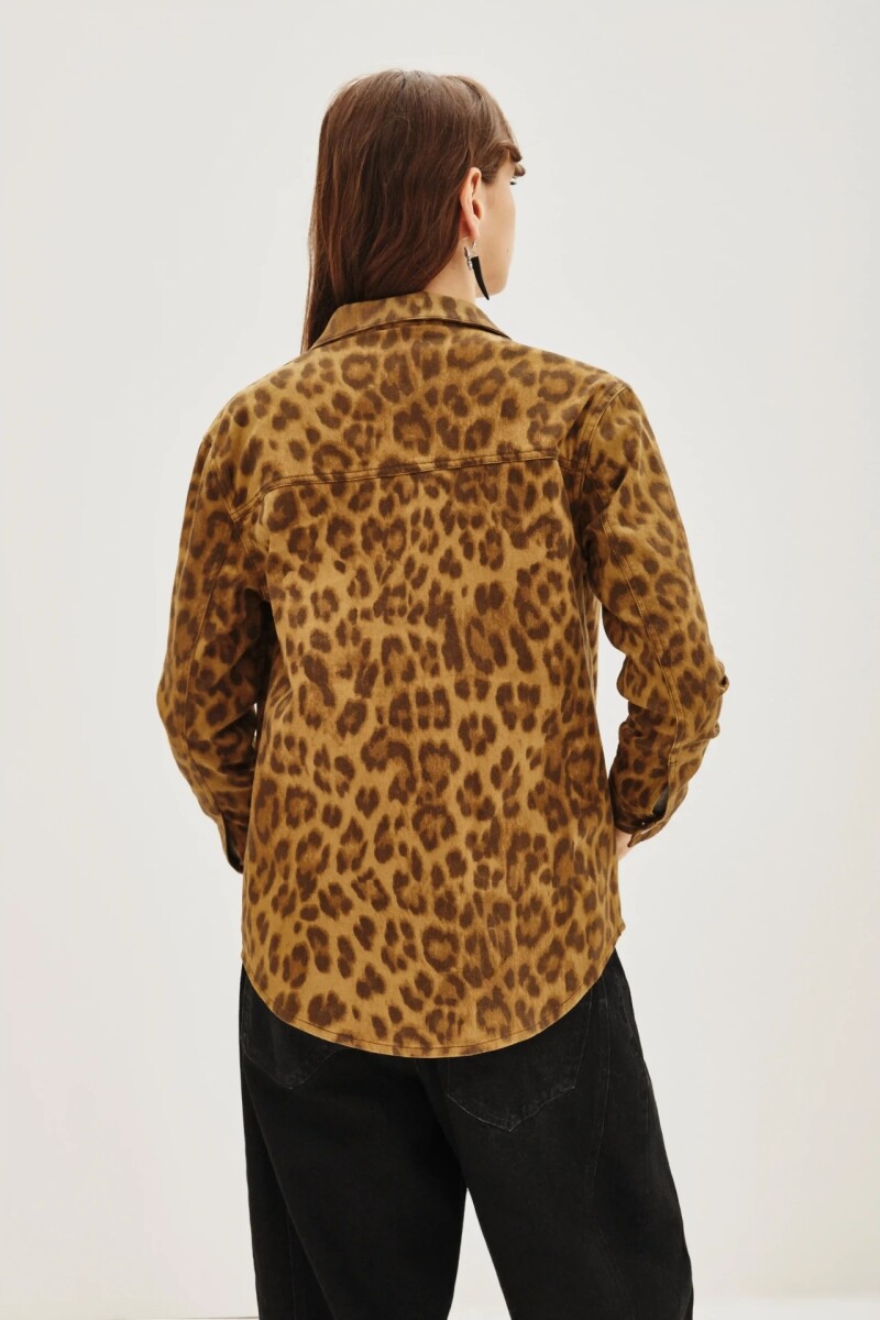 Campera Canvas Leopard Verde