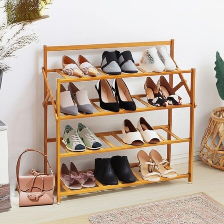 ORGANIZADOR ZAPATERA 4 ESTANTES DE BAMBU PLEGABLE 68X23X60CM ORGANIZADOR ZAPATERA 4 ESTANTES DE BAMBU PLEGABLE 68X23X60CM