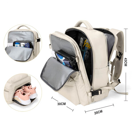 Mochila Viaje Carry On Impermeable Laptop Ejecutiva Beige