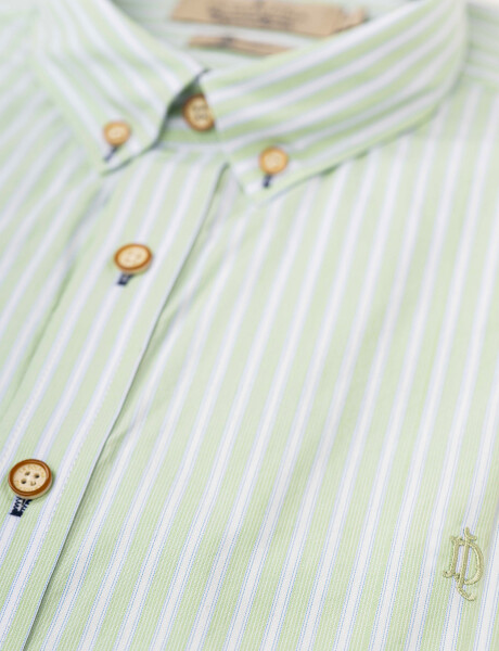 Camisa m/l cuadro-rayas verde