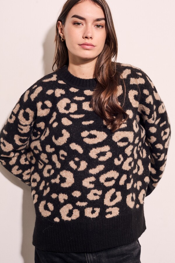 Sweater Animal Print Negro