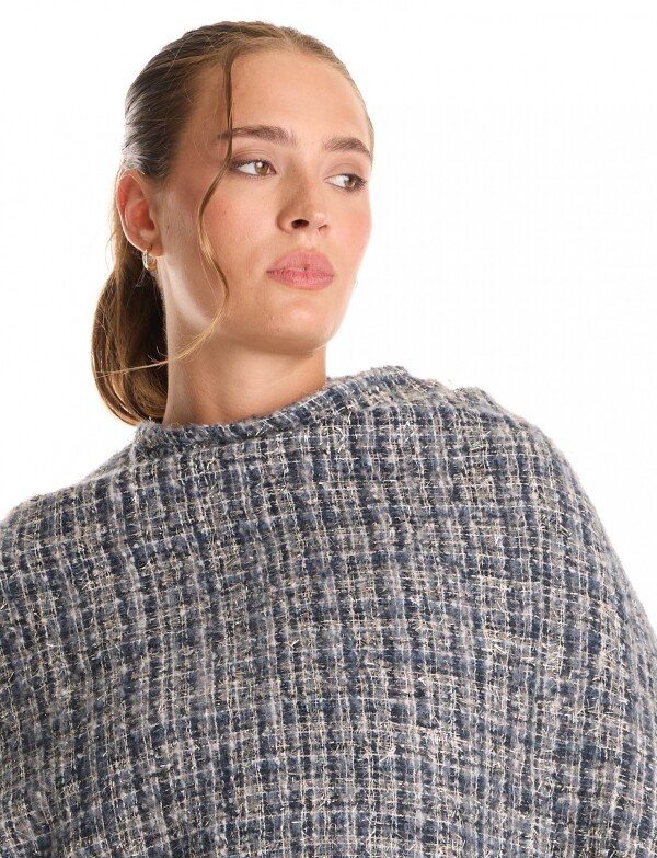 Ruana Tweed Flecos AZUL/MULTI