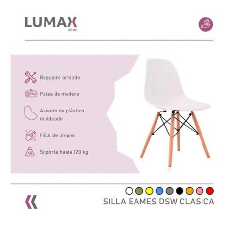 Silla De Comedor Eames Pack 4 Unidades Varios Colores Lumax Blanco