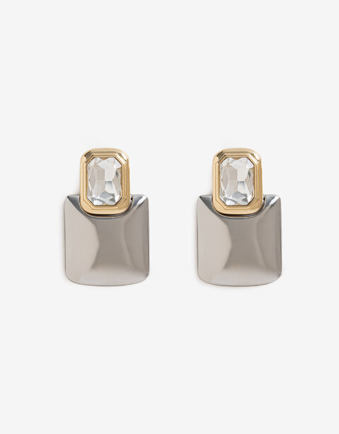 Aros Colgantes Largos Strass Aros Colgantes Largos, Statement Night - Combinacion Bicolor