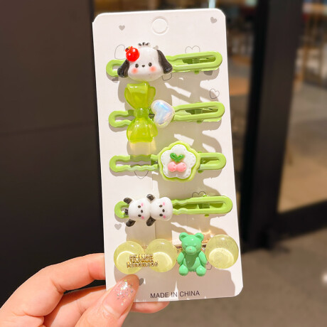 Broche Infantil Con Diseño De Personajes Verde