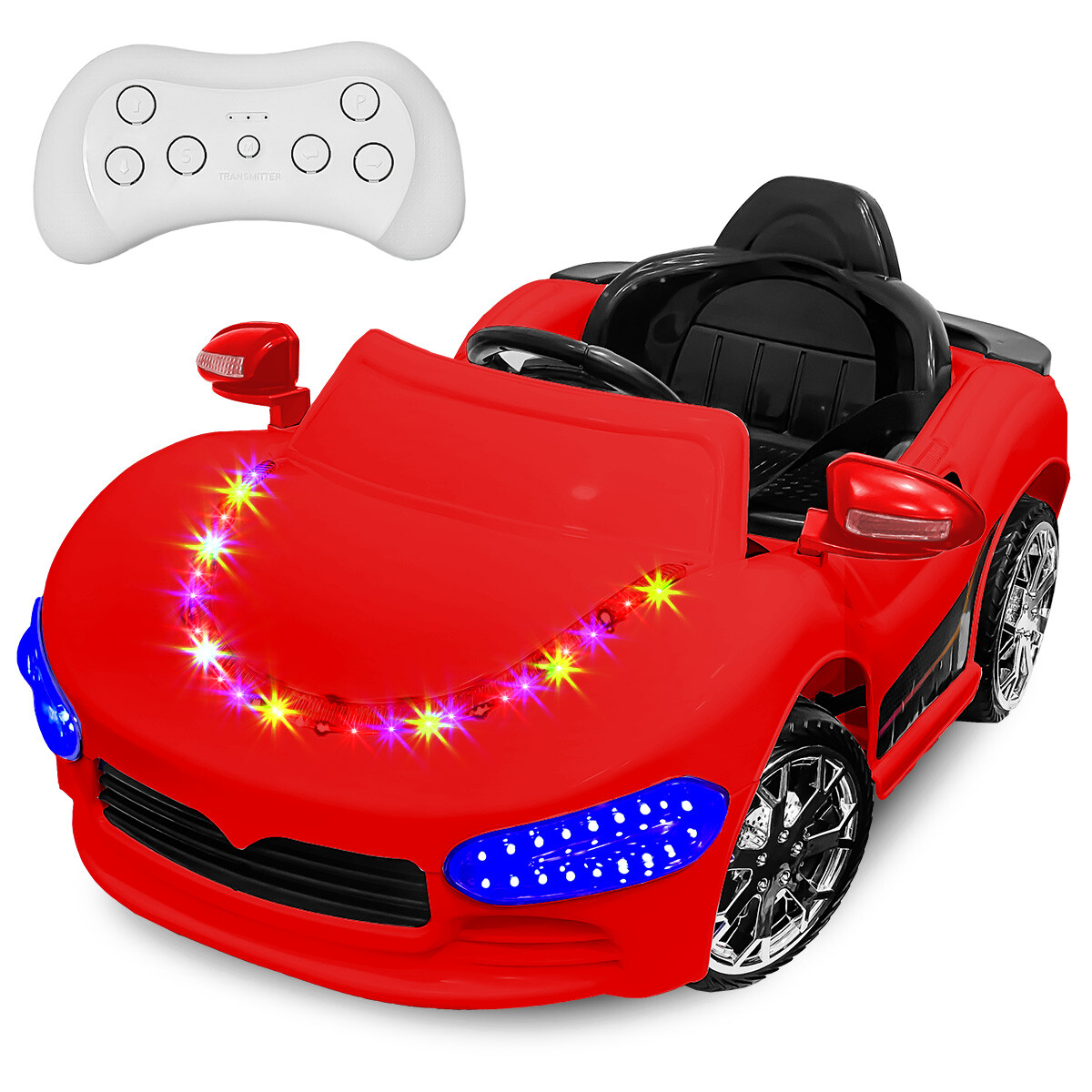 Auto A Batería 6v Control Remoto Luces Música Sonido - Rojo 