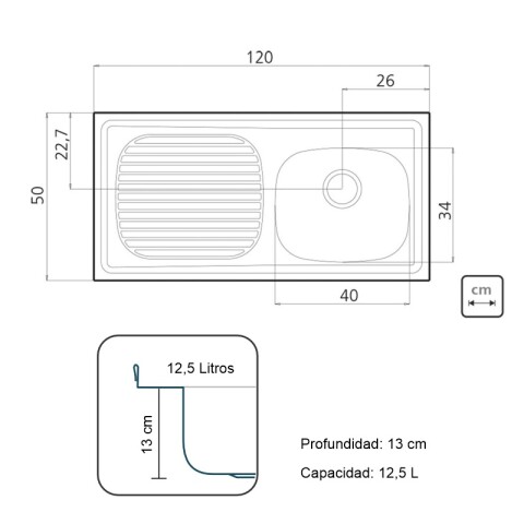 Pileta Mesada Derecha Fregaderos de sobreponer Tramontina Filo 40 FX DX 120x50 cm 93425500 Pileta Mesada Derecha Fregaderos de sobreponer Tramontina Filo 40 FX DX 120x50 cm 93425500
