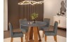 Juego De Comedor 4 Sillas Mesa Redonda - Celeste Gris / Gris
