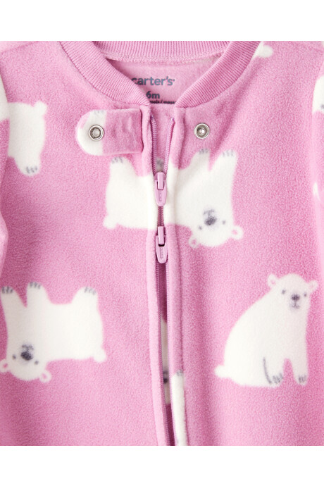 Pijama una pieza de micropolar, con pie, diseño oso polar Sin color