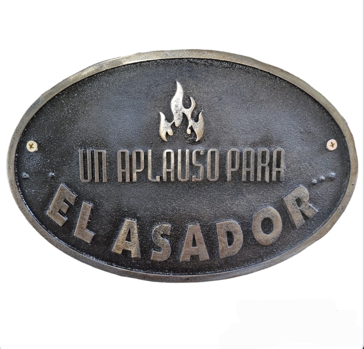 Placa de Fundicion Oval un Aplauso para el Asador 