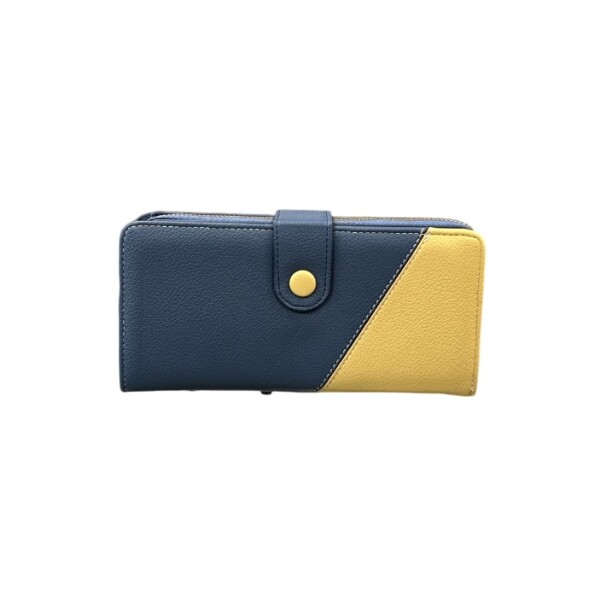 Billetera de dama larga combinada Azul y amarillo