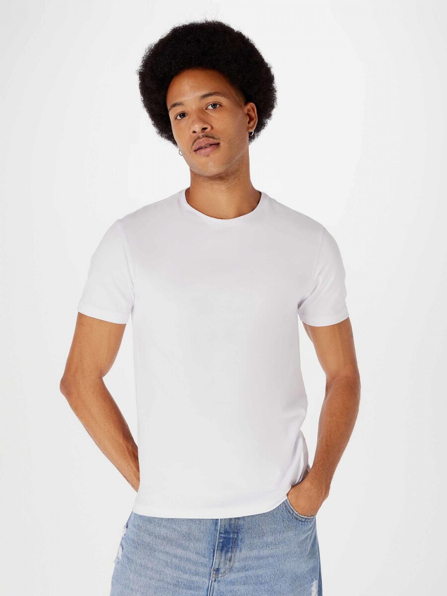 CAMISETA BÁSICA SUPER COTTON CUELLO EN V - BLANCO 