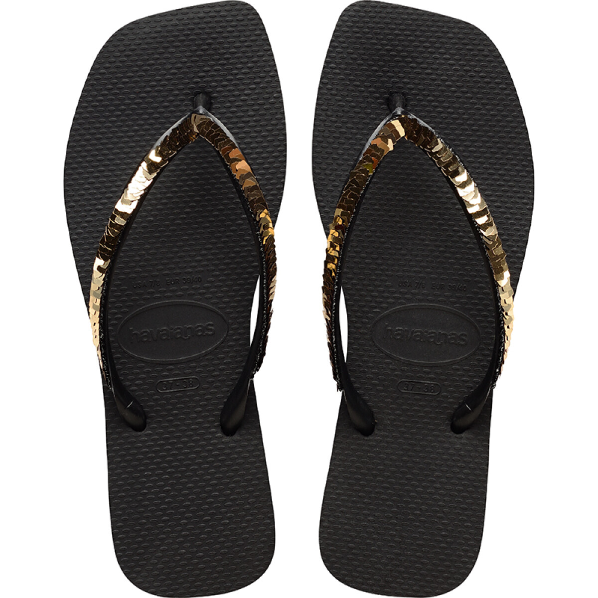 Ojotas Havaianas Slim Square Magic Sequin - Negro 