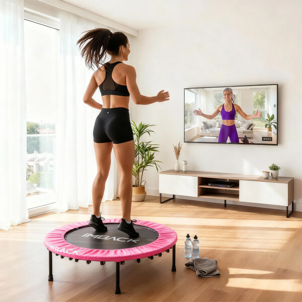 Mini Trampolin Plegable Cama Elástica Saltarín Fitness 102 Cm IMBACK Color Rosa Mini Trampolin Plegable Cama Elástica Saltarín Fitness 102 Cm IMBACK Color Rosa