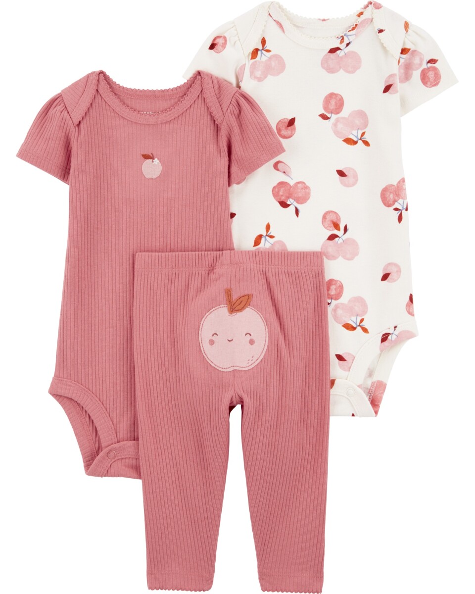 Set 3pc pant y 2bodies mc manzanas niña-bb carters - Variante unica 