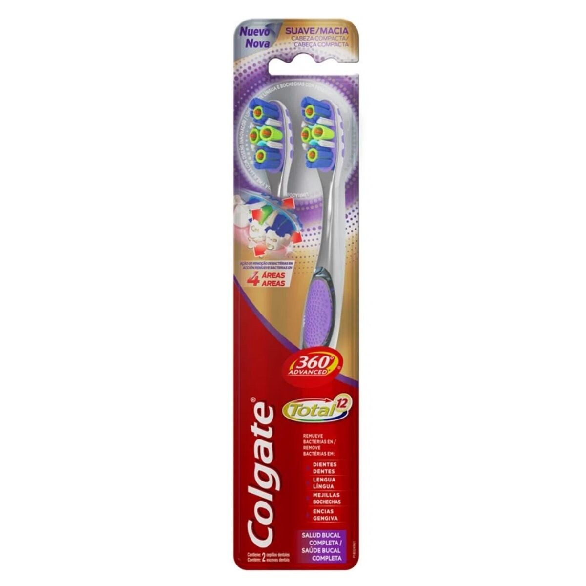 Cepillo de Dientes Colgate 360° Advanced Total 12 Pack X2 