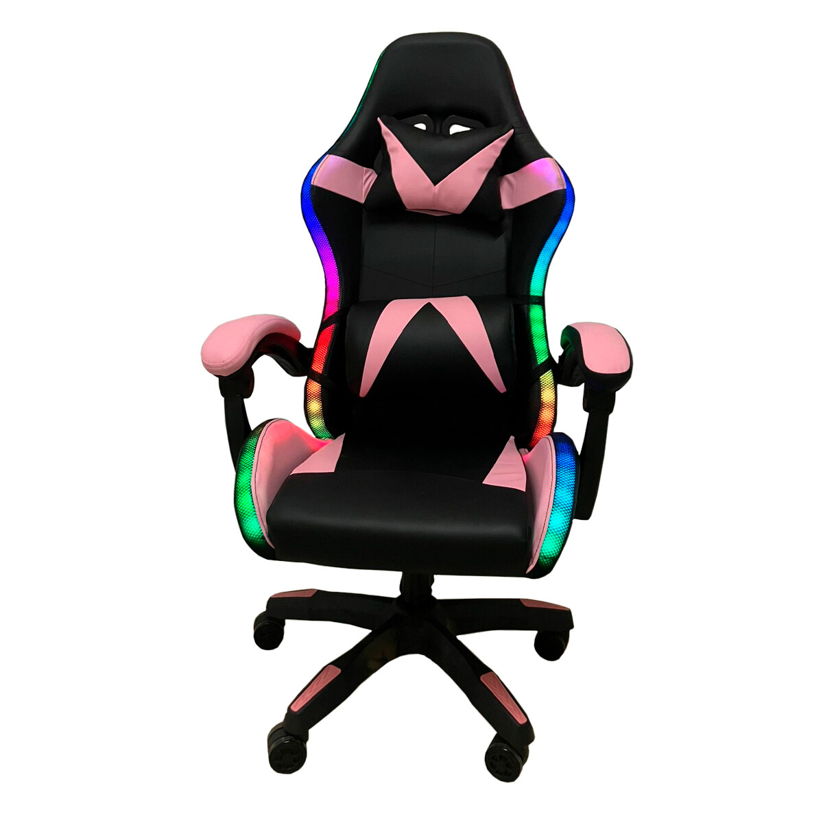 Silla gamer con led - ROSA Y NEGRO 