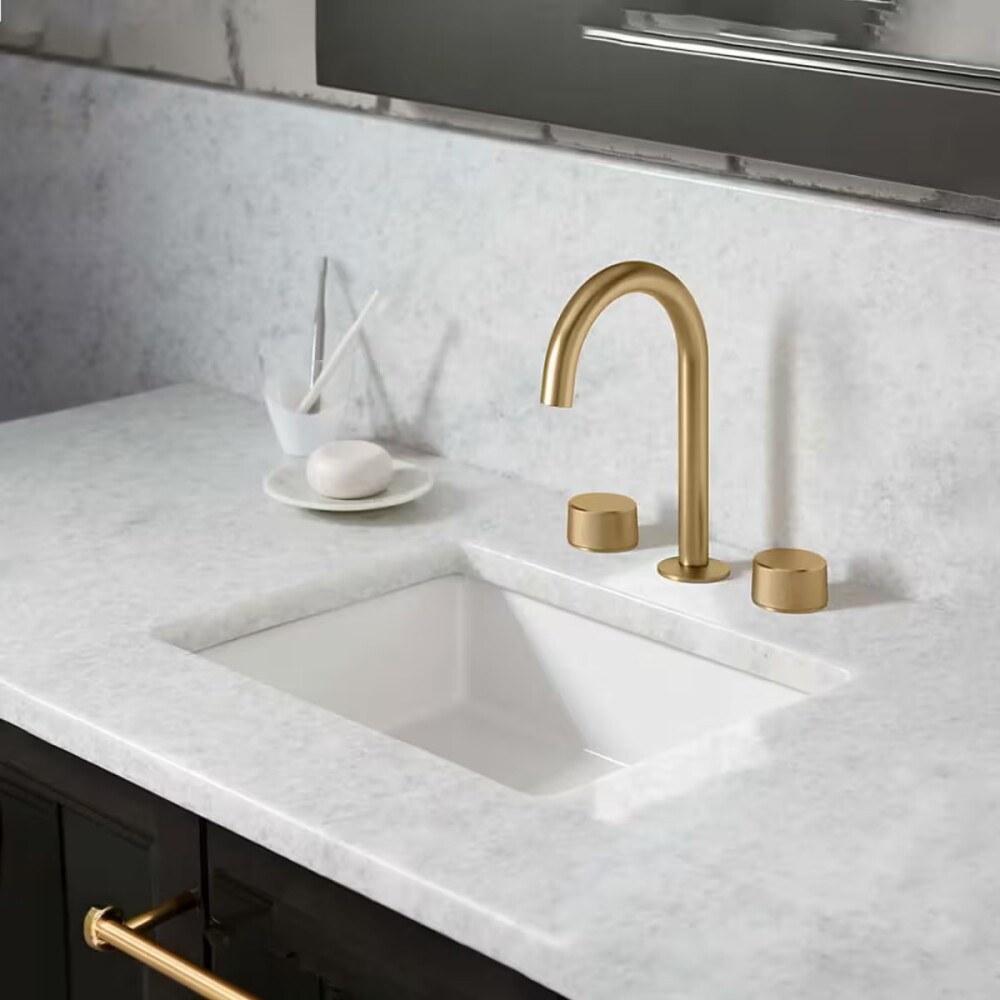 Grifería de lavatorio bimando de mesada Nuoro brushed Oro Grifería De Lavatorio Bimando De Mesada Nuoro Brushed Oro