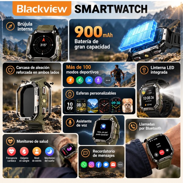 Smartwatch Blackview W70 Pro 128mb Gps Ip68 SMARTWATCH BLACKVIEW W70 PRO VERDE