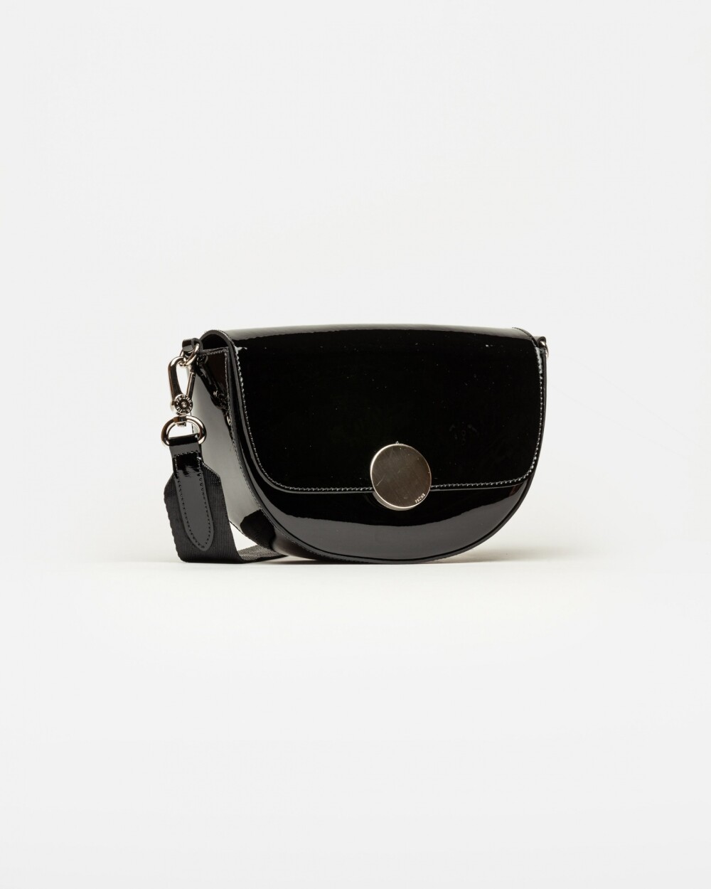 Bandolera The Circle en cuero charol Negro