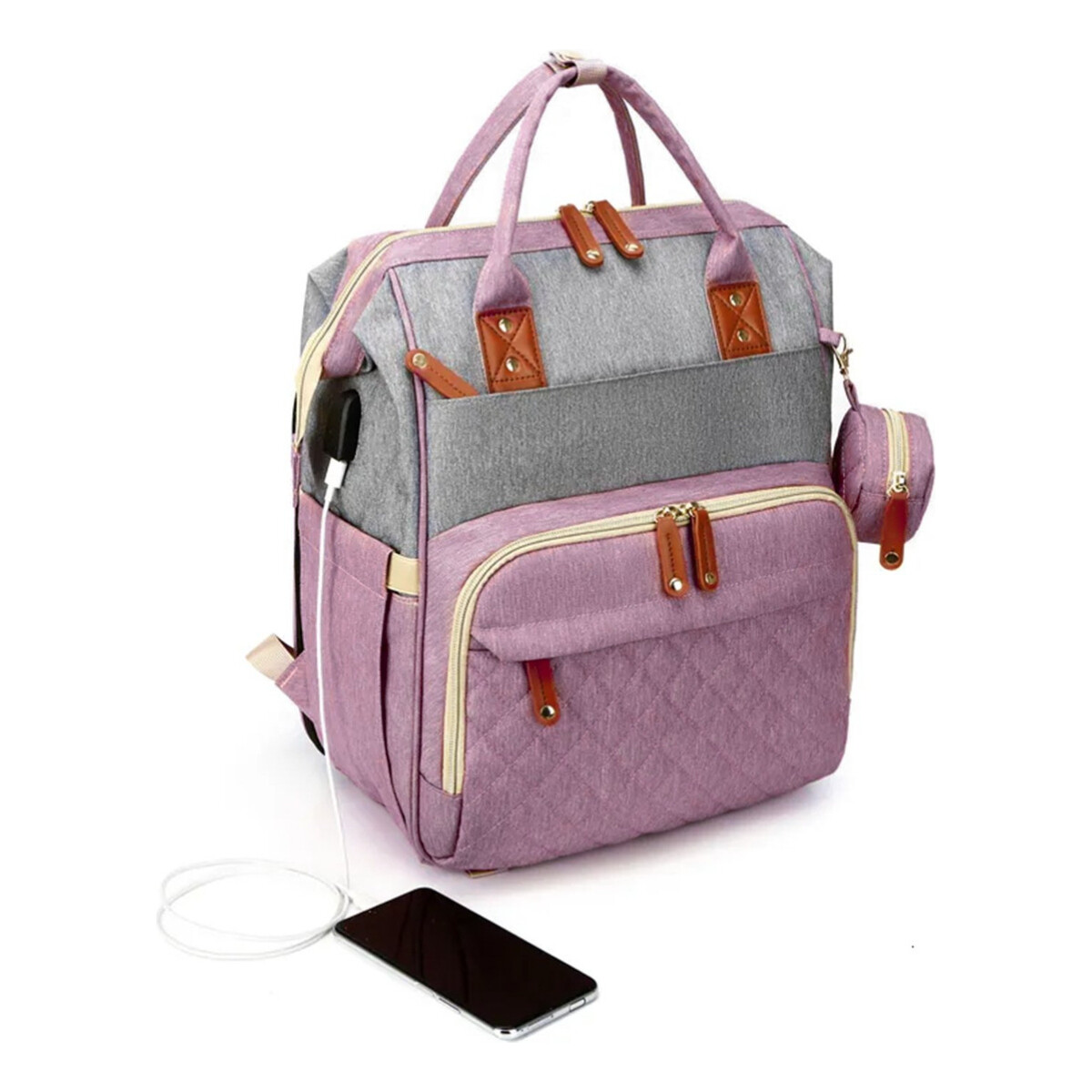 Bolso Maternal Mochila Madre Moderna Impermeable Resistente - variante color ROSAVIEJO 