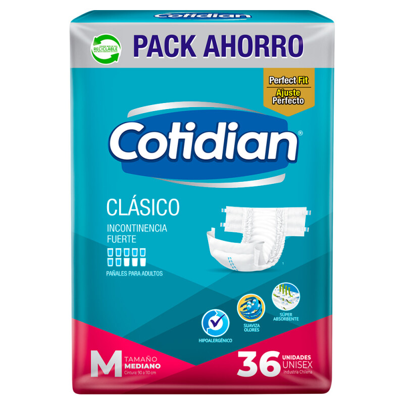 Pañales Cotidian Clásico Talle M 36 Uds. Pañales Cotidian Clásico Talle M 36 Uds.