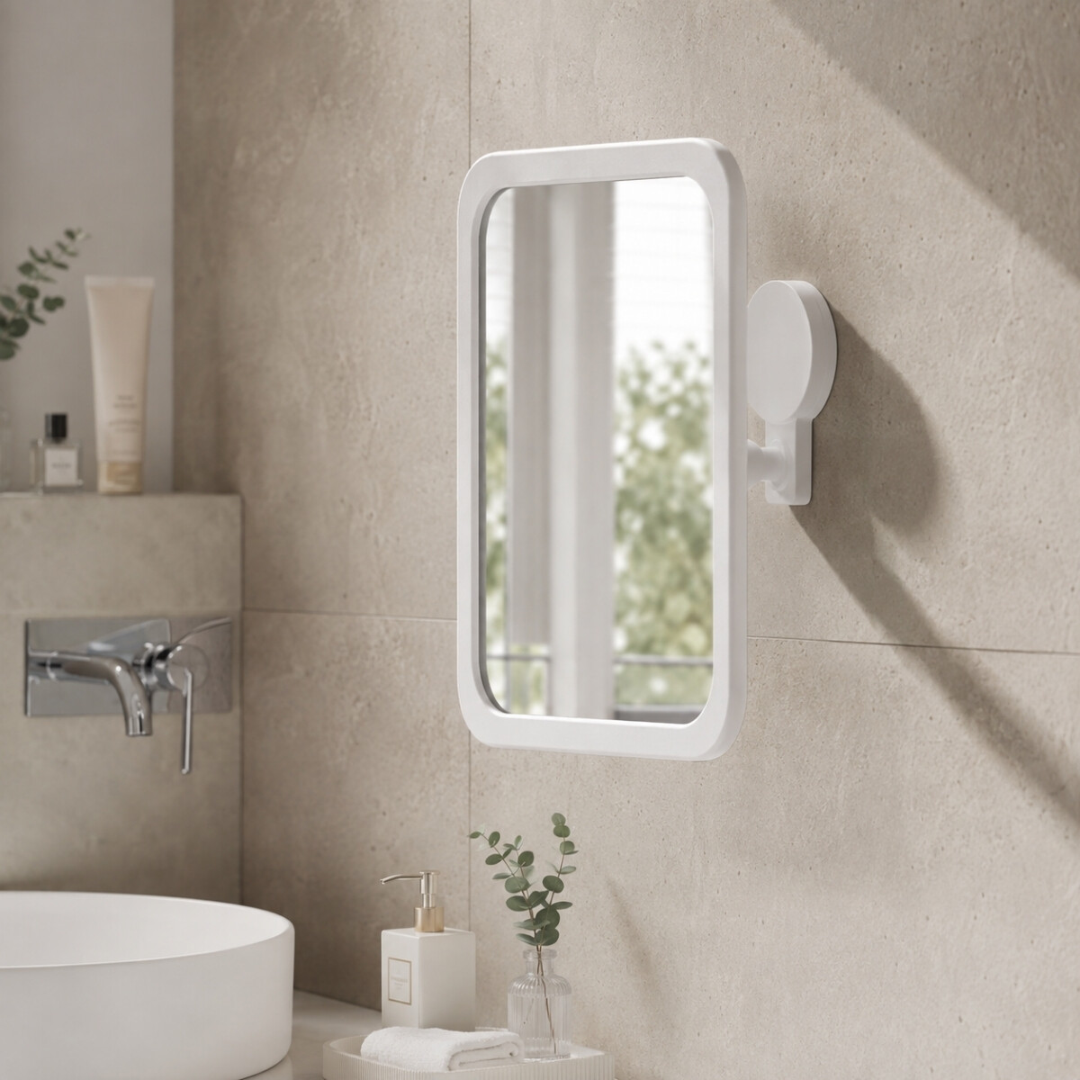 Espejo de Baño Autoadhesivo Blanco Astra Espejo De Baño Autoadhesivo Blanco Astra