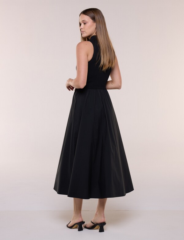 Vestido Midi Combinado NEGRO